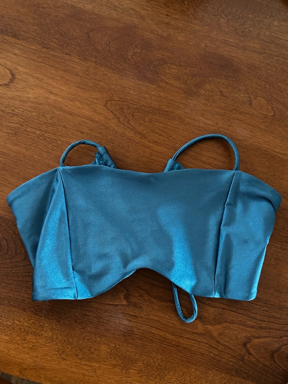 Tiger Friday Shimmery Blue Spaghetti Strap Top with Adjustable Back Ties. SZ MA